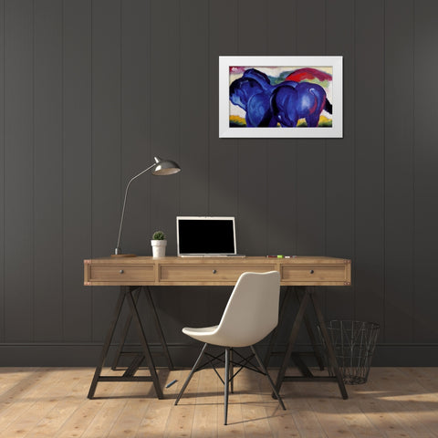 The Small Blue Horses White Modern Wood Framed Art Print by Marc, Franz