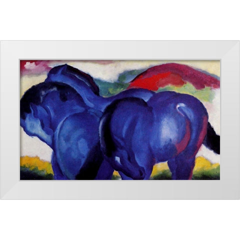 The Small Blue Horses White Modern Wood Framed Art Print by Marc, Franz