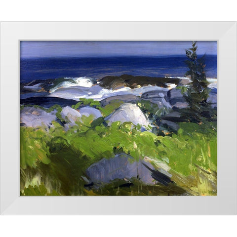 Vine Clad Shore-Monhegan Island White Modern Wood Framed Art Print by Bellows, George
