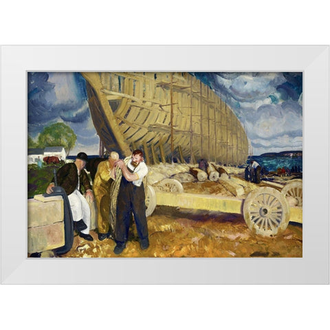 Builders of Ships White Modern Wood Framed Art Print by Bellows, George