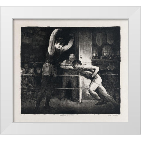 Training quarters-Willard in training White Modern Wood Framed Art Print by Bellows, George