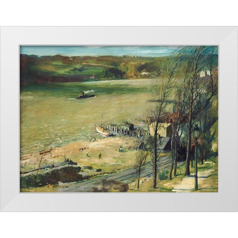 Up the Hudson White Modern Wood Framed Art Print by Bellows, George