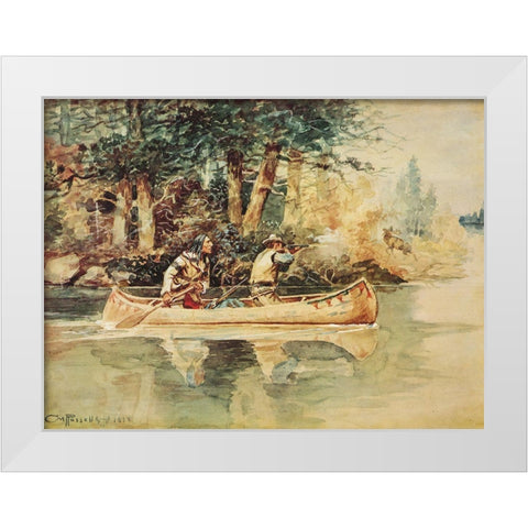 Caught Napping White Modern Wood Framed Art Print by Russell, Charles Marion