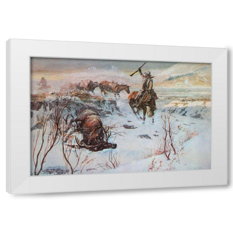 The Prize Shot White Modern Wood Framed Art Print by Russell, Charles Marion