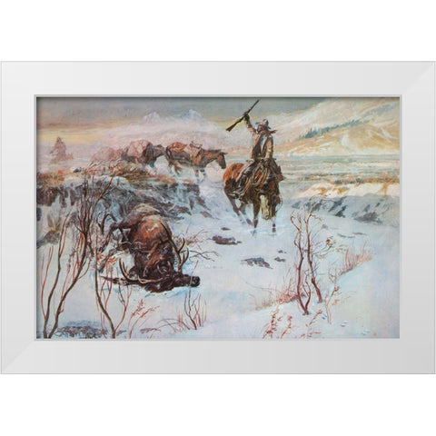 The Prize Shot White Modern Wood Framed Art Print by Russell, Charles Marion