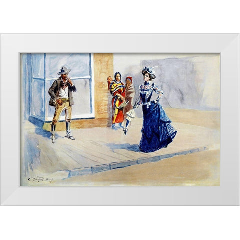 When East Meets West White Modern Wood Framed Art Print by Russell, Charles Marion