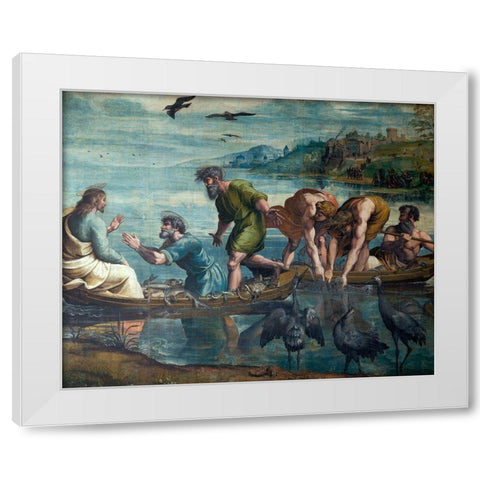 The Miraculous Draft of Fishes White Modern Wood Framed Art Print by Raphael