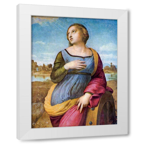 Saint Catherine of Alexandria White Modern Wood Framed Art Print by Raphael