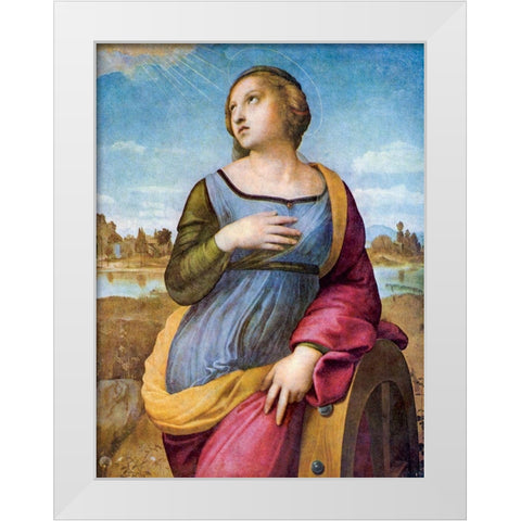Saint Catherine of Alexandria White Modern Wood Framed Art Print by Raphael