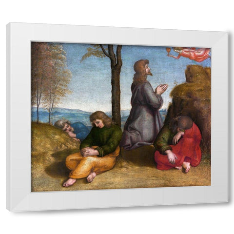 The Agony in the Garden White Modern Wood Framed Art Print by Raphael