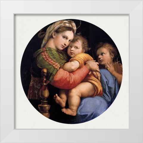 Madonna della seggiola White Modern Wood Framed Art Print by Raphael
