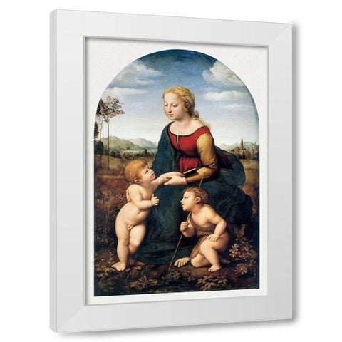 The Virgin and Child with Saint John the Baptist White Modern Wood Framed Art Print by Raphael