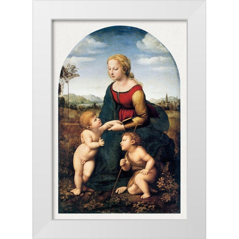 The Virgin and Child with Saint John the Baptist White Modern Wood Framed Art Print by Raphael