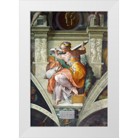 Libyan Sibyles White Modern Wood Framed Art Print by Michelangelo