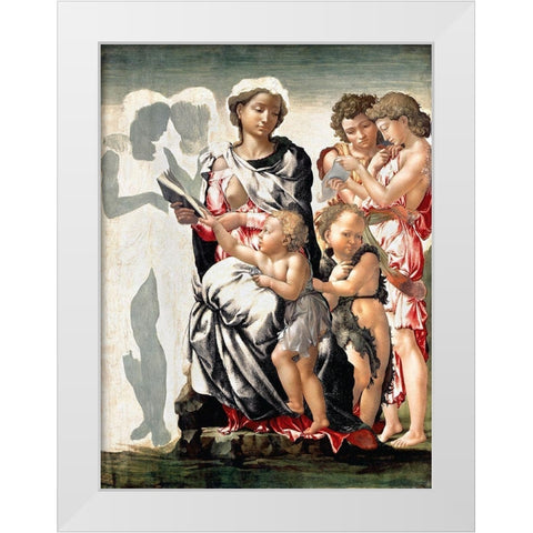 Manchester Madonna White Modern Wood Framed Art Print by Michelangelo