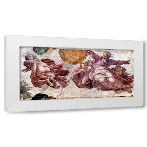 Fresco in the Sistine Chapel White Modern Wood Framed Art Print by Michelangelo