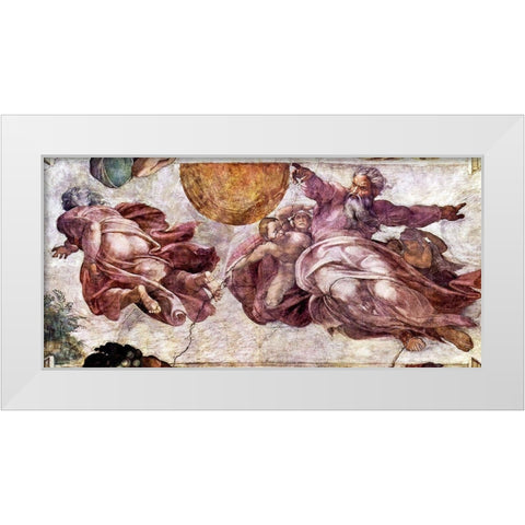 Fresco in the Sistine Chapel White Modern Wood Framed Art Print by Michelangelo