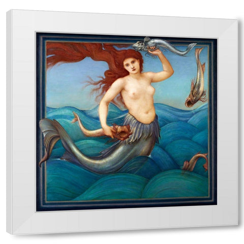 A Sea Nymph White Modern Wood Framed Art Print by Burneâ€“Jones, Edward