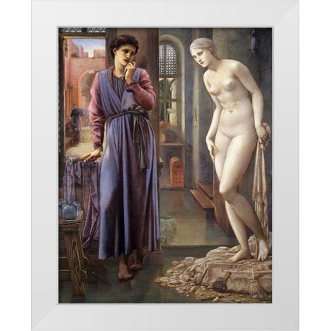 Pygmalion and the Image-The Hand Refrains White Modern Wood Framed Art Print by Burneâ€“Jones, Edward