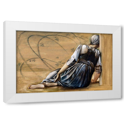The Briar Rose Series-Study for The Garden Court White Modern Wood Framed Art Print by Burneâ€“Jones, Edward
