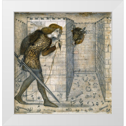 Theseus and the Minotaur in the Labyrinth White Modern Wood Framed Art Print by Burneâ€“Jones, Edward