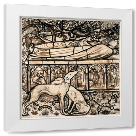 The Tomb of Tristram and Iseult White Modern Wood Framed Art Print by Burneâ€“Jones, Edward