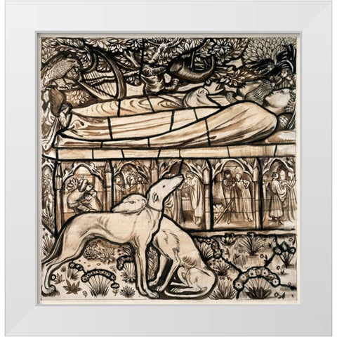 The Tomb of Tristram and Iseult White Modern Wood Framed Art Print by Burneâ€“Jones, Edward