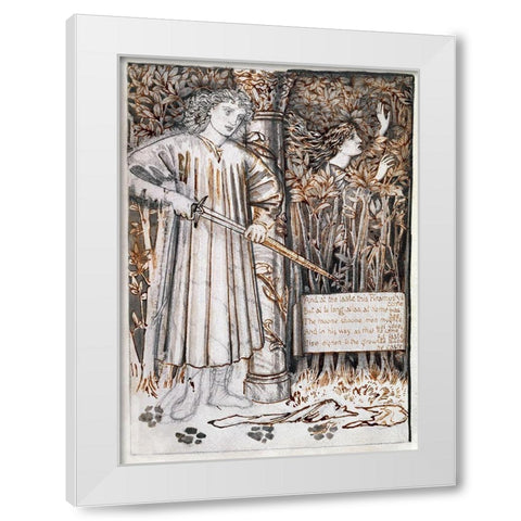 Pyramus and Thisbe-Pyramus Draws His Sword to Slay Himself White Modern Wood Framed Art Print by Burneâ€“Jones, Edward