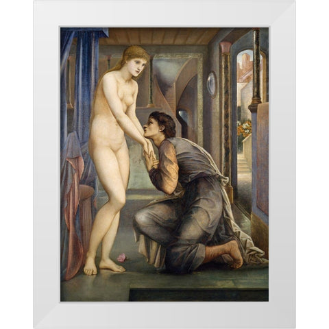 Pygmalion and the Image-The Soul Attains White Modern Wood Framed Art Print by Burneâ€“Jones, Edward