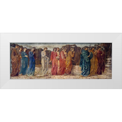 The King and other Mourners abandon Psyche to the MonsterÂ  White Modern Wood Framed Art Print by Burneâ€“Jones, Edward