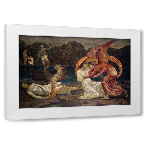 Psyche receiving the Casket from Proserpine White Modern Wood Framed Art Print by Burneâ€“Jones, Edward