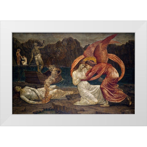 Psyche receiving the Casket from Proserpine White Modern Wood Framed Art Print by Burneâ€“Jones, Edward