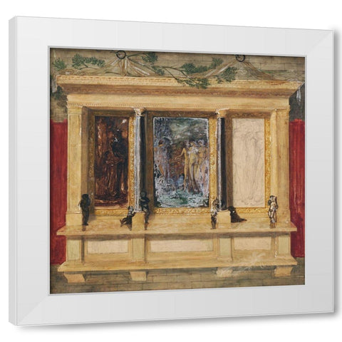 Troy Triptych-Compositional Study White Modern Wood Framed Art Print by Burneâ€“Jones, Edward