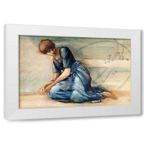 The Briar Rose Series-Study for The Garden Court White Modern Wood Framed Art Print by Burneâ€“Jones, Edward