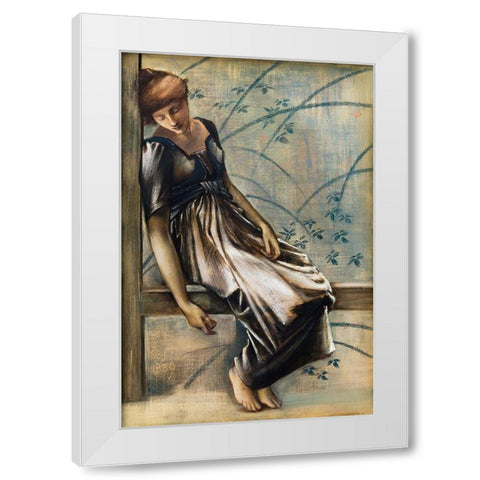 The Briar Rose Series-Study for The Garden Court White Modern Wood Framed Art Print by Burneâ€“Jones, Edward