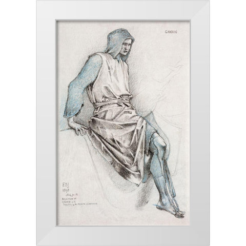 Study for the Failure of Gawain from the Holy Grail Tapestries White Modern Wood Framed Art Print by Burneâ€“Jones, Edward