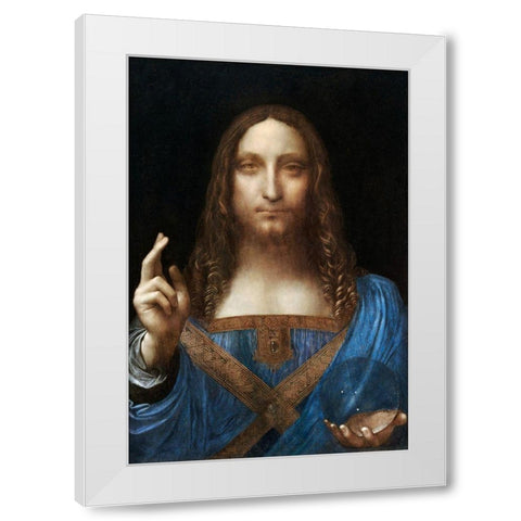 Salvator Mundi White Modern Wood Framed Art Print by da Vinci, Leonardo