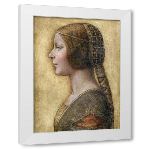 Profile of a Young Fiancee White Modern Wood Framed Art Print by da Vinci, Leonardo