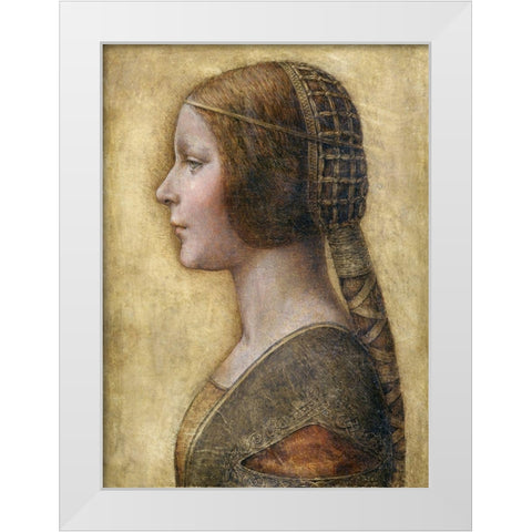 Profile of a Young Fiancee White Modern Wood Framed Art Print by da Vinci, Leonardo