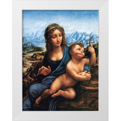 Madonna of the Yarnwinder White Modern Wood Framed Art Print by da Vinci, Leonardo