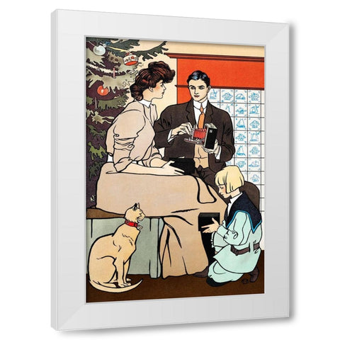 Vintage Christmas Poster White Modern Wood Framed Art Print by Penfield, Edward