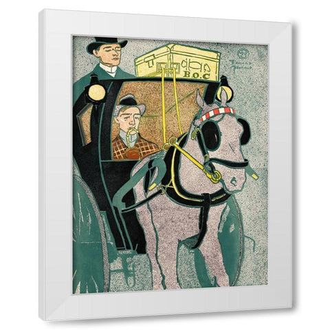 Man in Carriage  White Modern Wood Framed Art Print by Penfield, Edward
