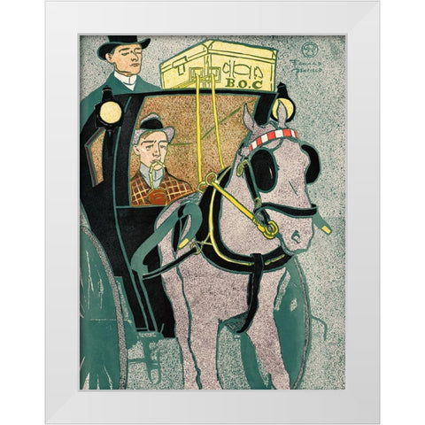 Man in Carriage  White Modern Wood Framed Art Print by Penfield, Edward
