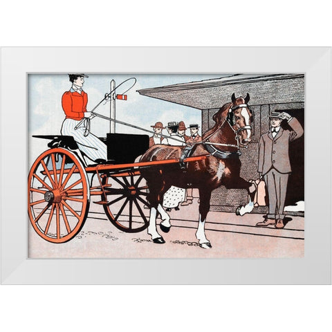 Woman in a Horse Carriage White Modern Wood Framed Art Print by Penfield, Edward