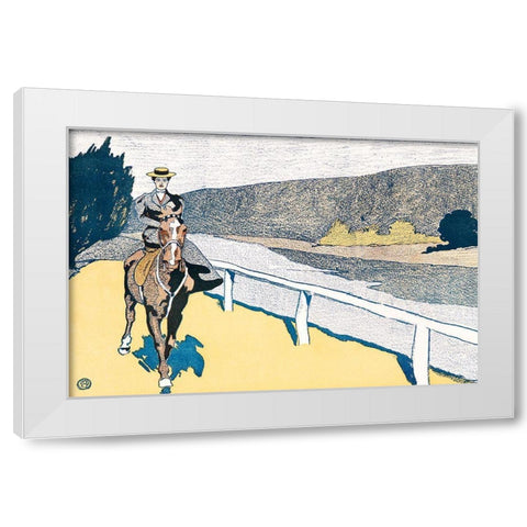 Woman Riding a Horse White Modern Wood Framed Art Print by Penfield, Edward