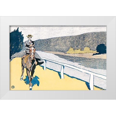 Woman Riding a Horse White Modern Wood Framed Art Print by Penfield, Edward