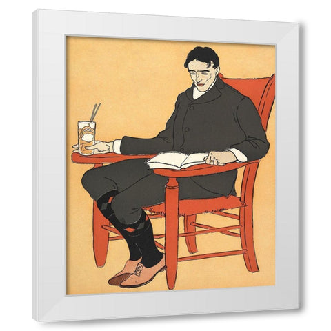 Man Sitting in a Chair White Modern Wood Framed Art Print by Penfield, Edward