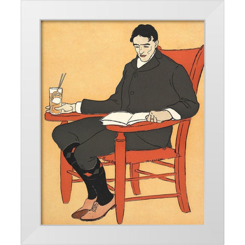 Man Sitting in a Chair White Modern Wood Framed Art Print by Penfield, Edward