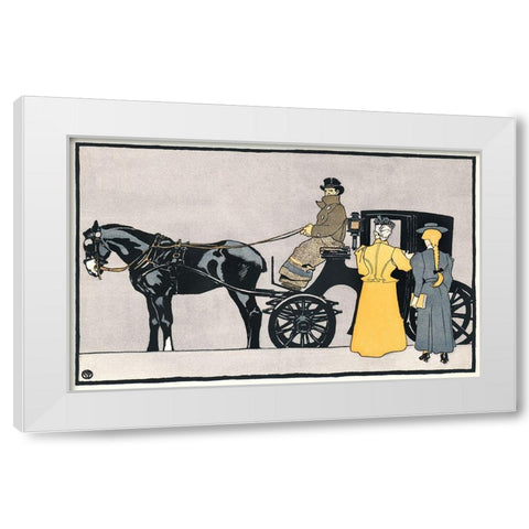 Horse Carriage White Modern Wood Framed Art Print by Penfield, Edward