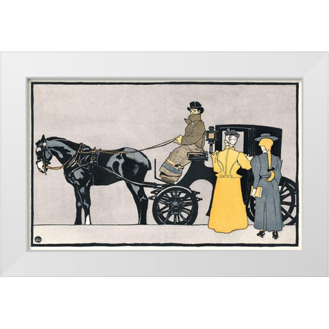Horse Carriage White Modern Wood Framed Art Print by Penfield, Edward